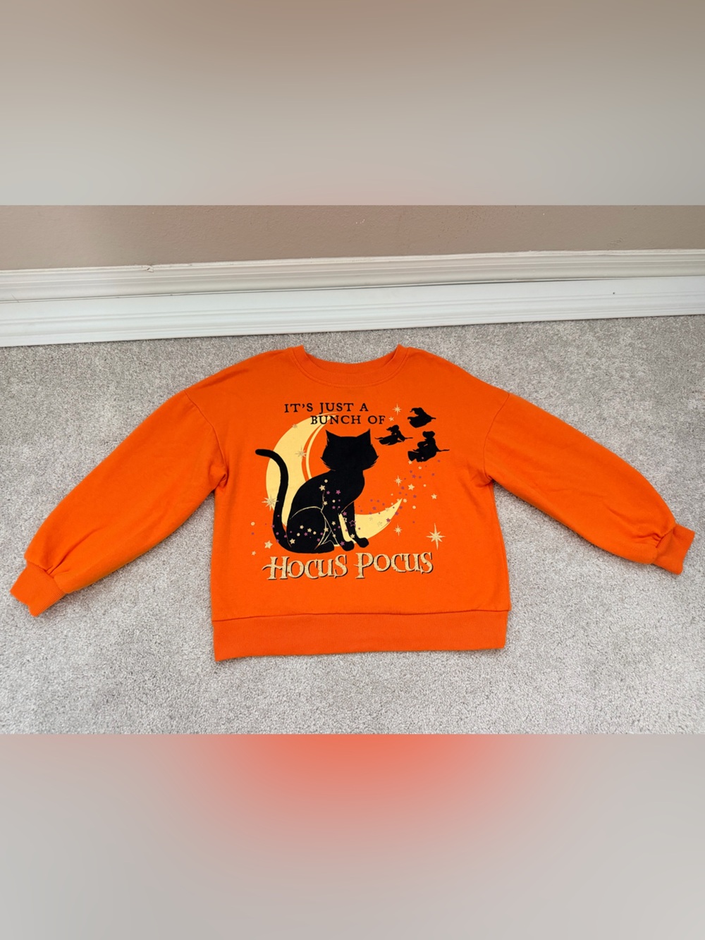 Disney Girls 'Hocus Pocus' Black Cat Graphic Sweatshirt, size 7/8